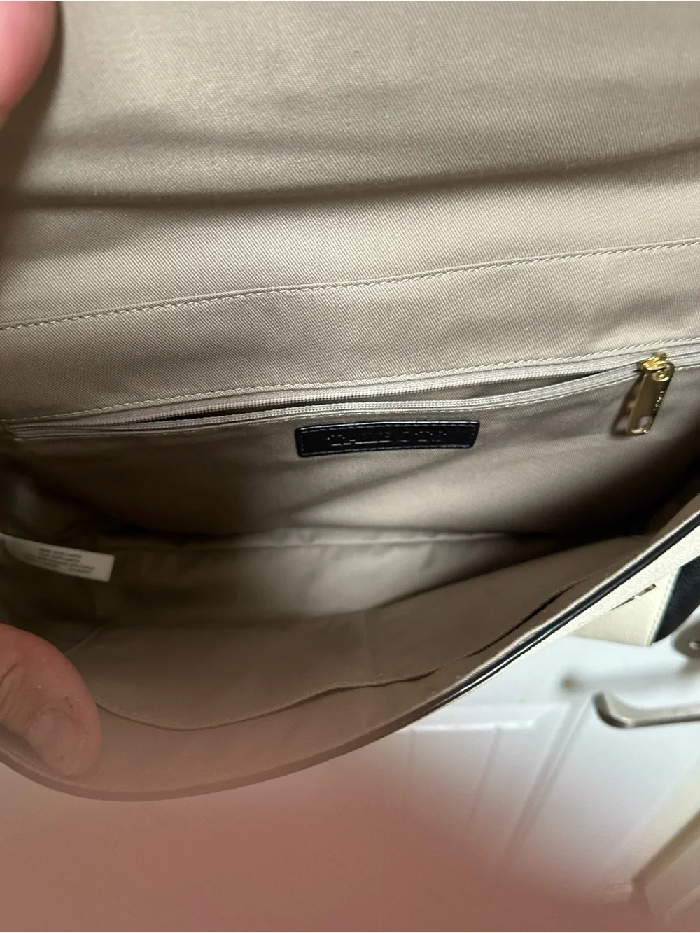Talbots Cream and Black Leather Crossbody Clutch - Picture 6 of 11